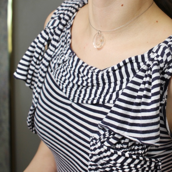 Anthropologie Deletta Blouse Ruffle Drape Striped - Picture 3 of 9
